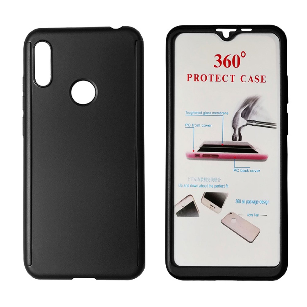 POWERTECH Θήκη Body 360° με Tempered Glass για Huawei Y6/Pro 2019, μαύρη