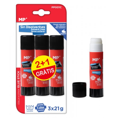 MP κόλλα στικ PP001C, διάφανη, 21g, 3τμχ