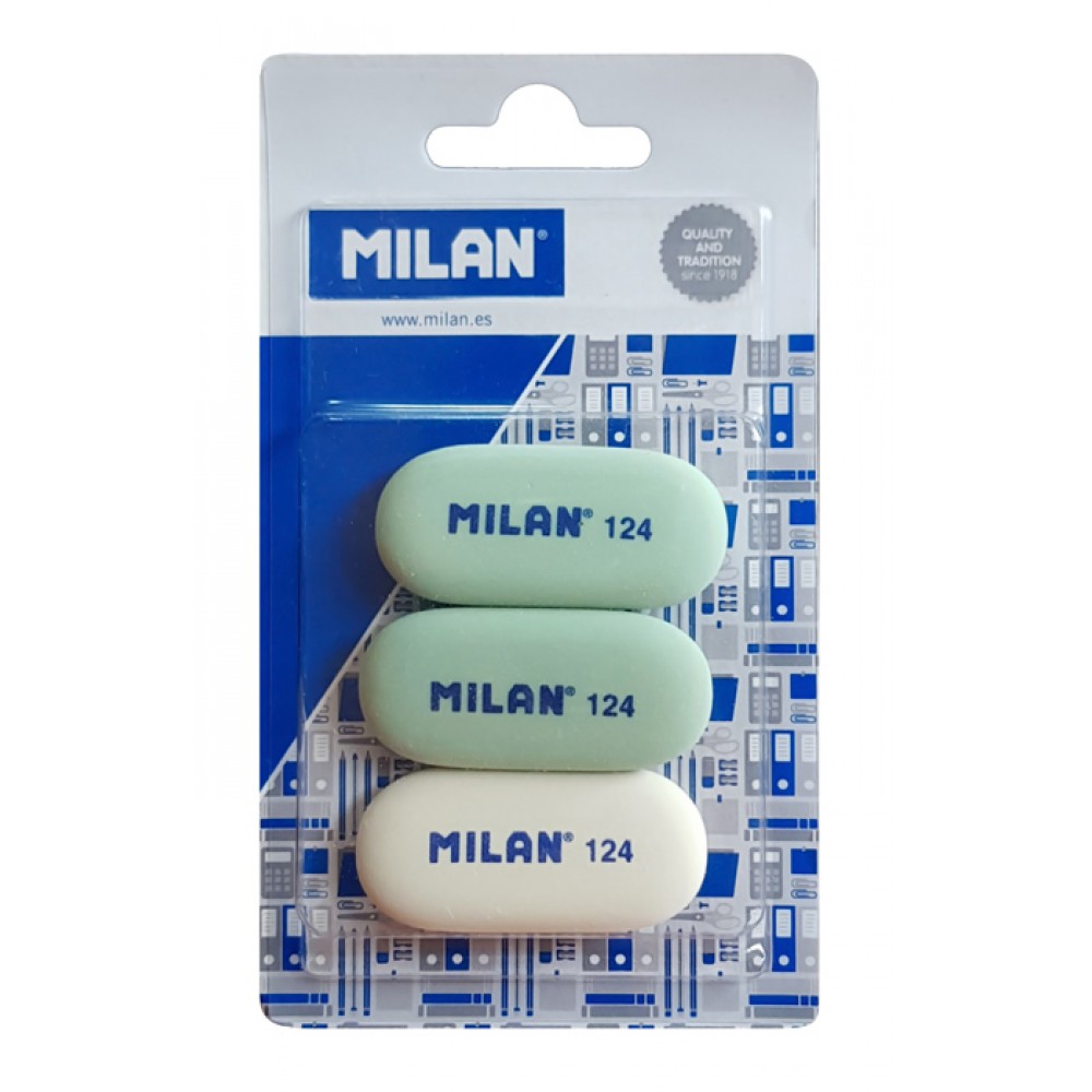 MILAN γόμα 124 BMM9203MP, παραλληλόγραμη 50 x 23 x 6mm, σετ 3τμχ