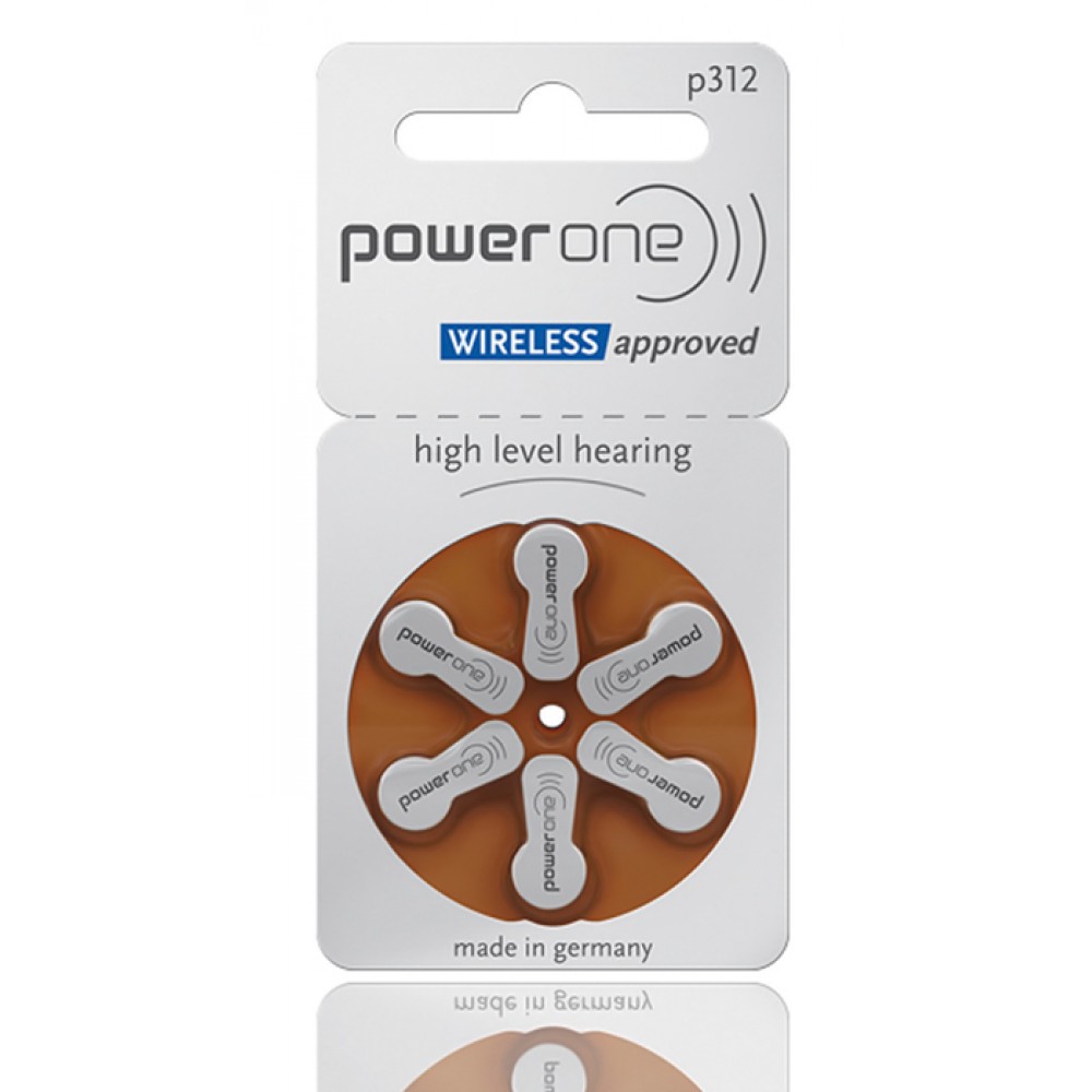 POWER ONE μπαταρίες ακουστικών βαρηκοΐας P312, mercury free, 1.45V, 6τμχ