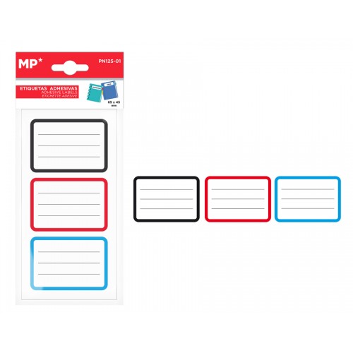 MP αυτοκόλλητες ετικέτες τετραδίων PN125-01, 65x45mm, 3 χρώματα, 24τμχ