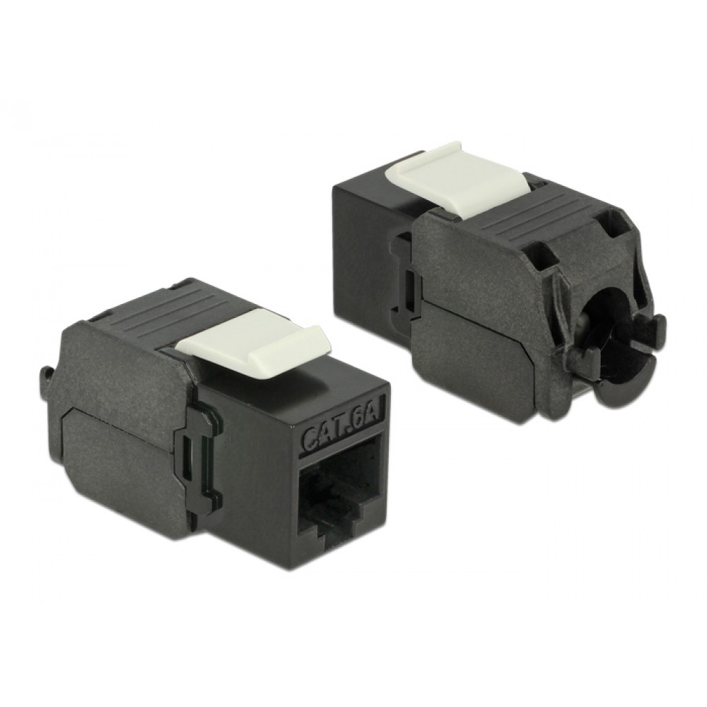 POWERTECH keystone module RJ45 female CAB-N150, Cat.6Α UTP 180°, μαύρο