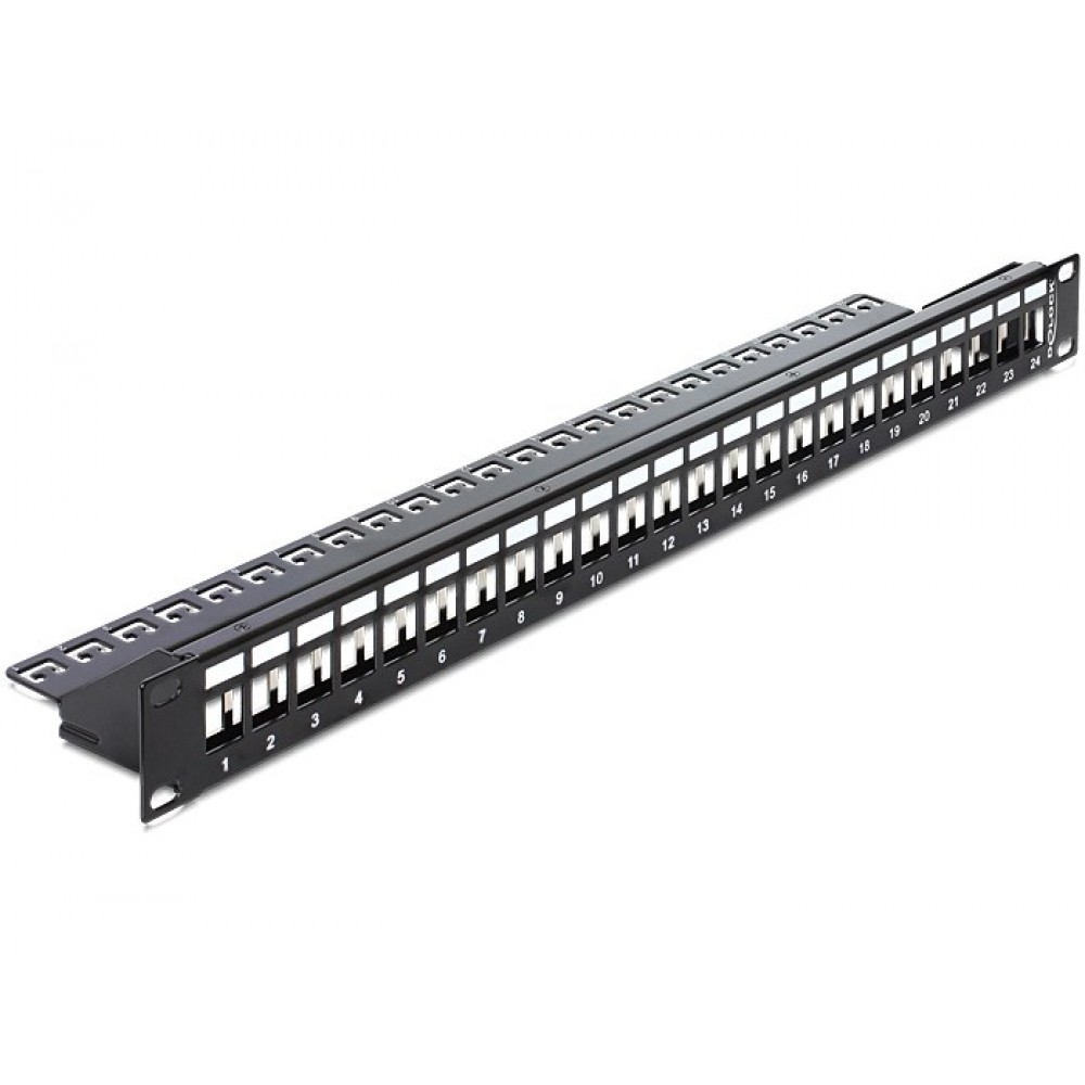 DELOCK keystone patch panel 43277, 19/1U, 24 ports, μαύρο