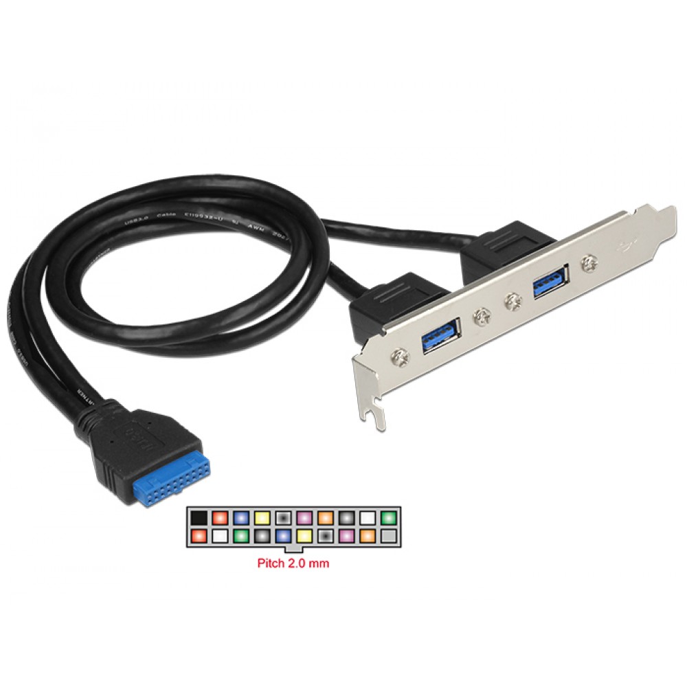 DELOCK Cable USB 3.0 2x Type-A female σε 19pin header female