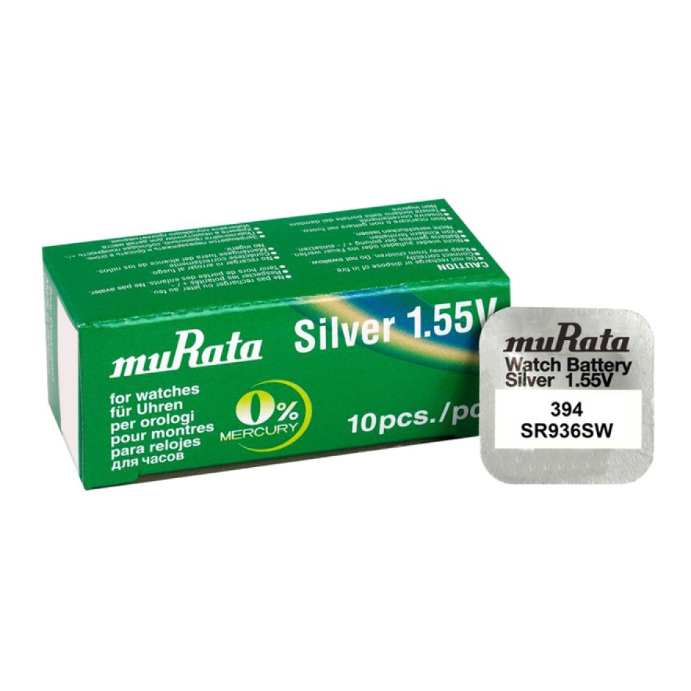 MURATA μπαταρία Silver Oxide για ρολόγια SR936SW, 1.55V, No394, 10τμχ