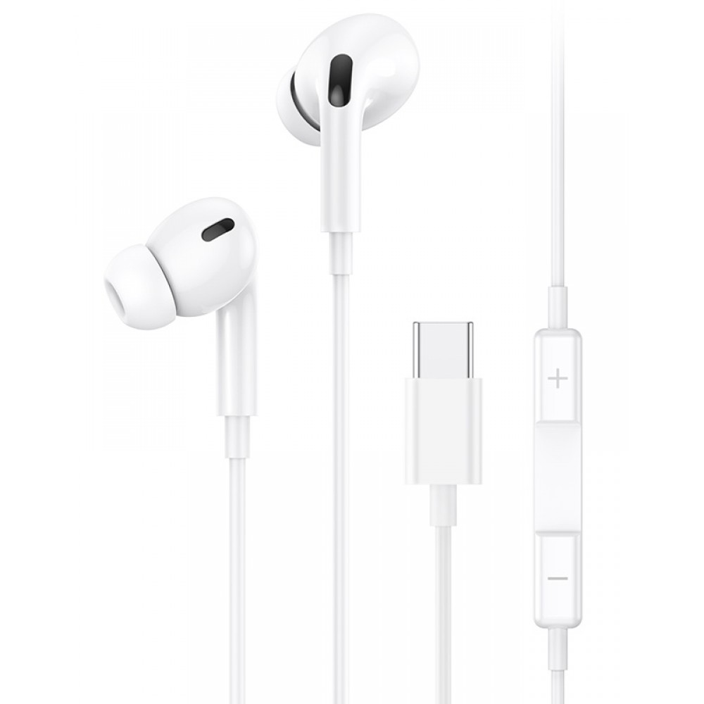 USAMS earphones με μικρόφωνο EP-41, USB Type-C, 10mm, 1.2m, λευκά