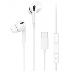 USAMS earphones με μικρόφωνο EP-41, USB Type-C, 10mm, 1.2m, λευκά