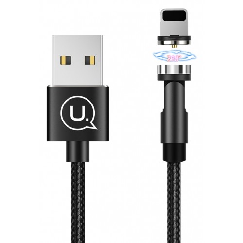 USAMS καλώδιο USB σε lightning US-SJ472, μαγνητικό, 10.5W, 1m, μαύρο