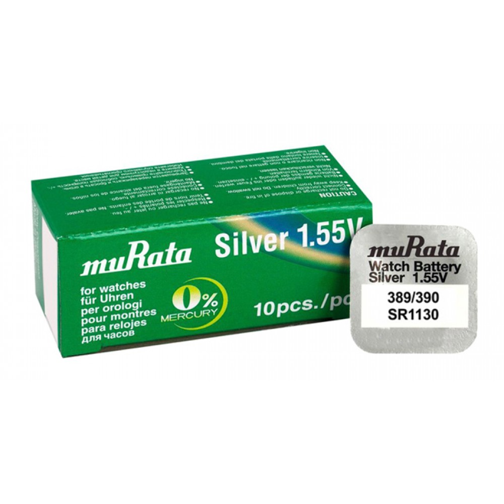 MURATA μπαταρία Silver Oxide για ρολόγια SR1130, 1.55V, No389/390, 10τμχ