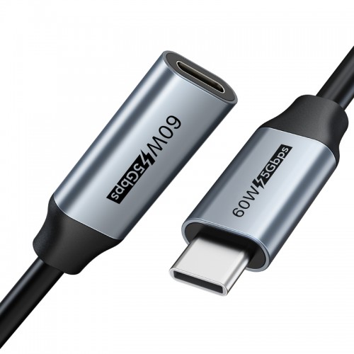 CABLETIME καλώδιο προέκτασης USB-C CMCF60, 60W, 5Gbps, 4K, 0.5m, μαύρο