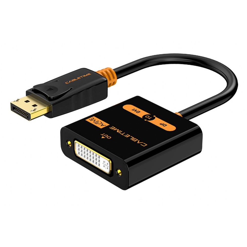 CABLETIME αντάπτορας Displayport σε DVI Active AV586 1080p, 0.2m, μαύρος