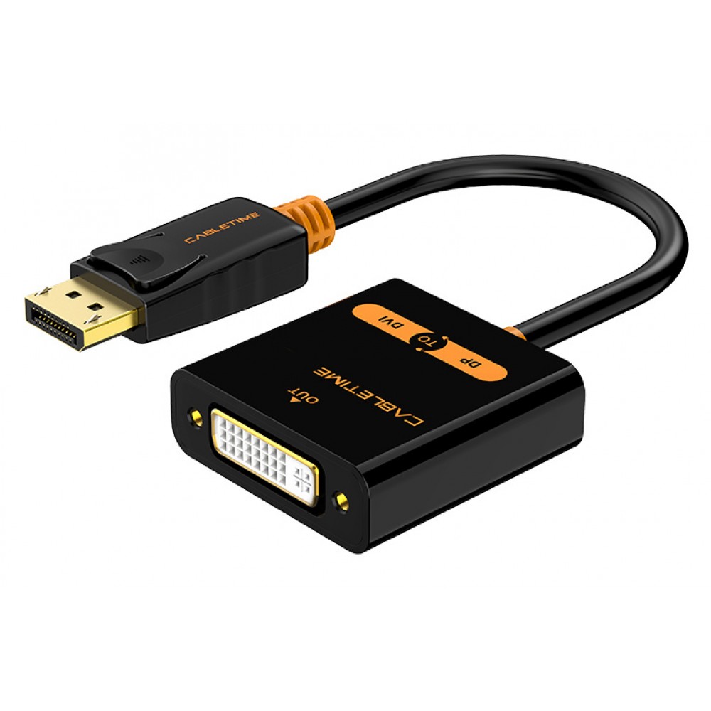 CABLETIME αντάπτορας DisplayPort σε DVI AV586, 1080p, 0.2m, μαύρο