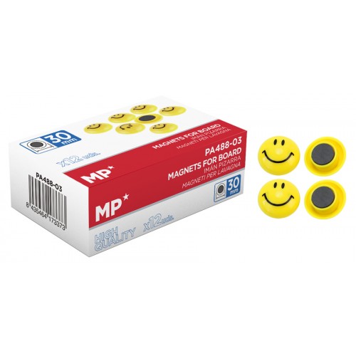 MP μαγνήτης smiley face PA488-03, 30mm, κίτρινος, 12τμχ