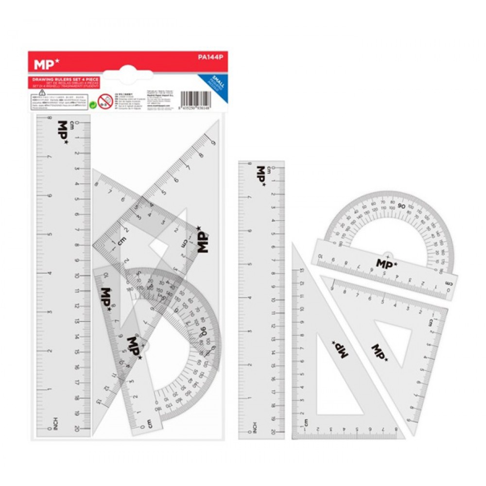MP σετ χάρακες PA144P, πλαστικό, 4τμχ, διάφανο
