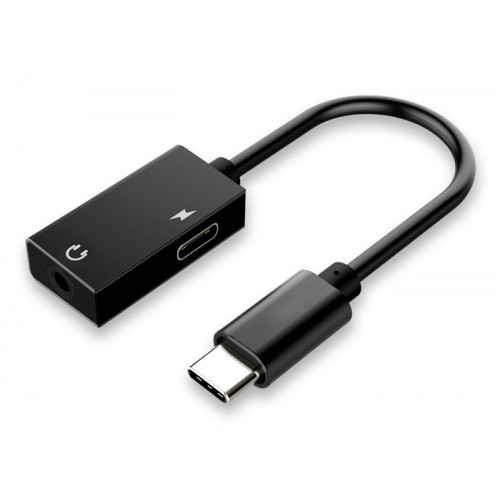 POWERTECH αντάπτορας USB-C σε USB-C & 3.5mm CAB-UC053, 0.11m, μαύρος