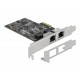 DELOCK κάρτα επέκτασης PCIe x2 σε 2x RJ45 89530, 2.5 Gbps, low profile