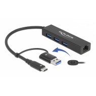 DELOCK docking station 64149, 4 θυρών, USB & USB-C σύνδεση, μαύρο