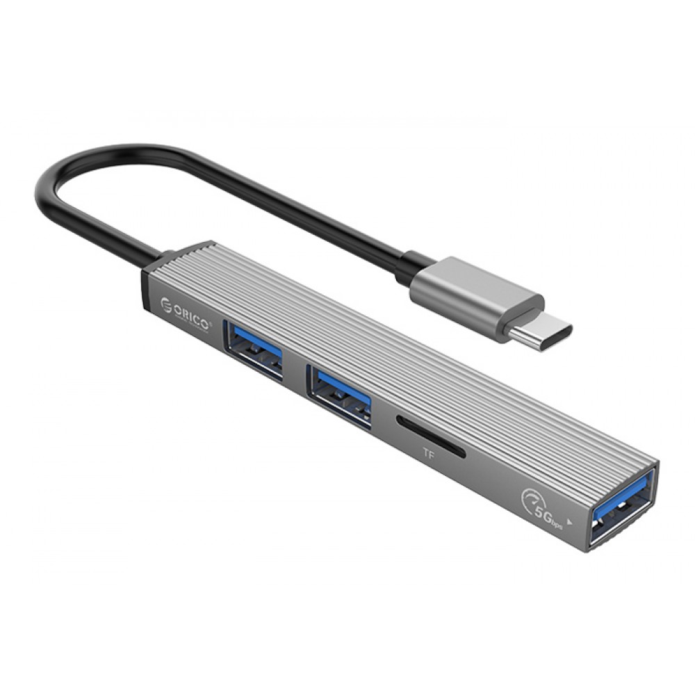 ORICO USB-C hub AH-12F, 3x USB ports, micro SD port, γκρι