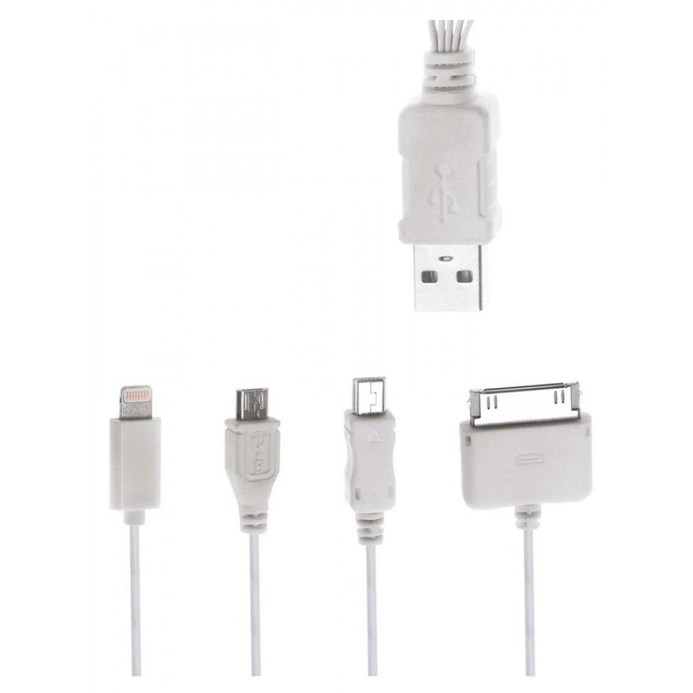 POWERTECH καλώδιο USB 4 in 1 PT-214, 1m, λευκό