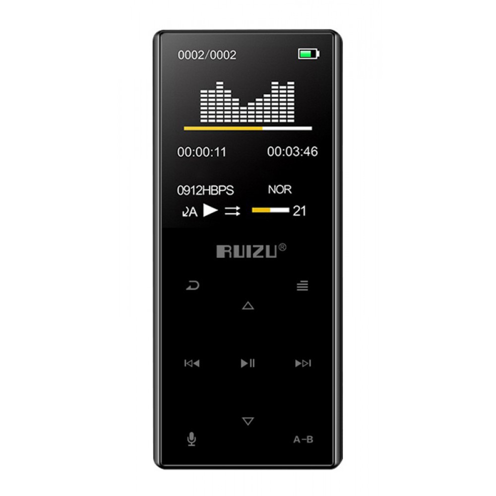 RUIZU MP3 player D29 με ηχείο, 1.8, 16GB, BT, ελληνικό μενού, μαύρο