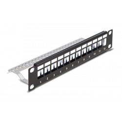 DELOCK Keystone patch panel 66874, 10"/1U, 12x ports, μαύρο