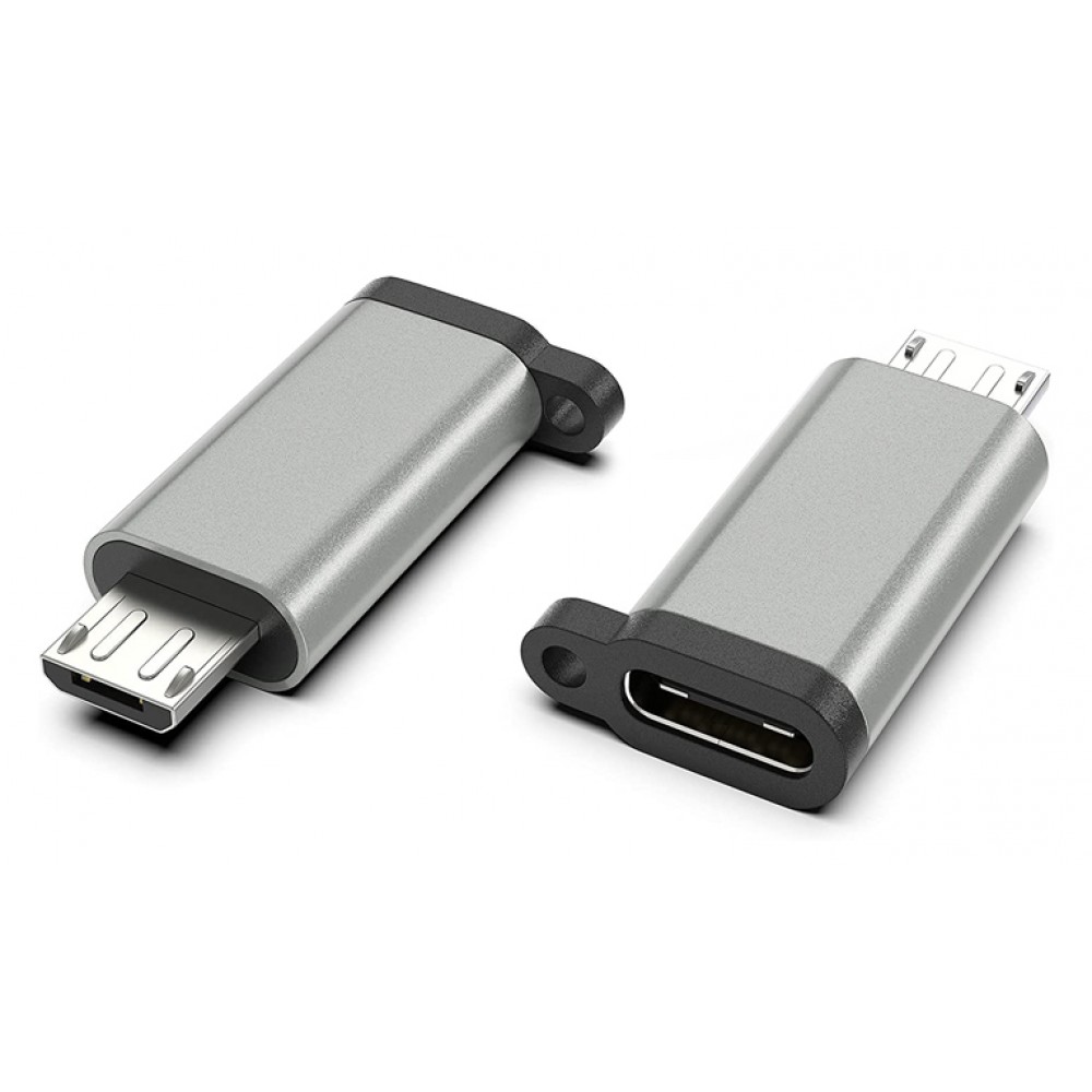 POWERTECH αντάπτορας Micro USB αρσενικό σε USB-C θηλυκό PTH-065, ασημί