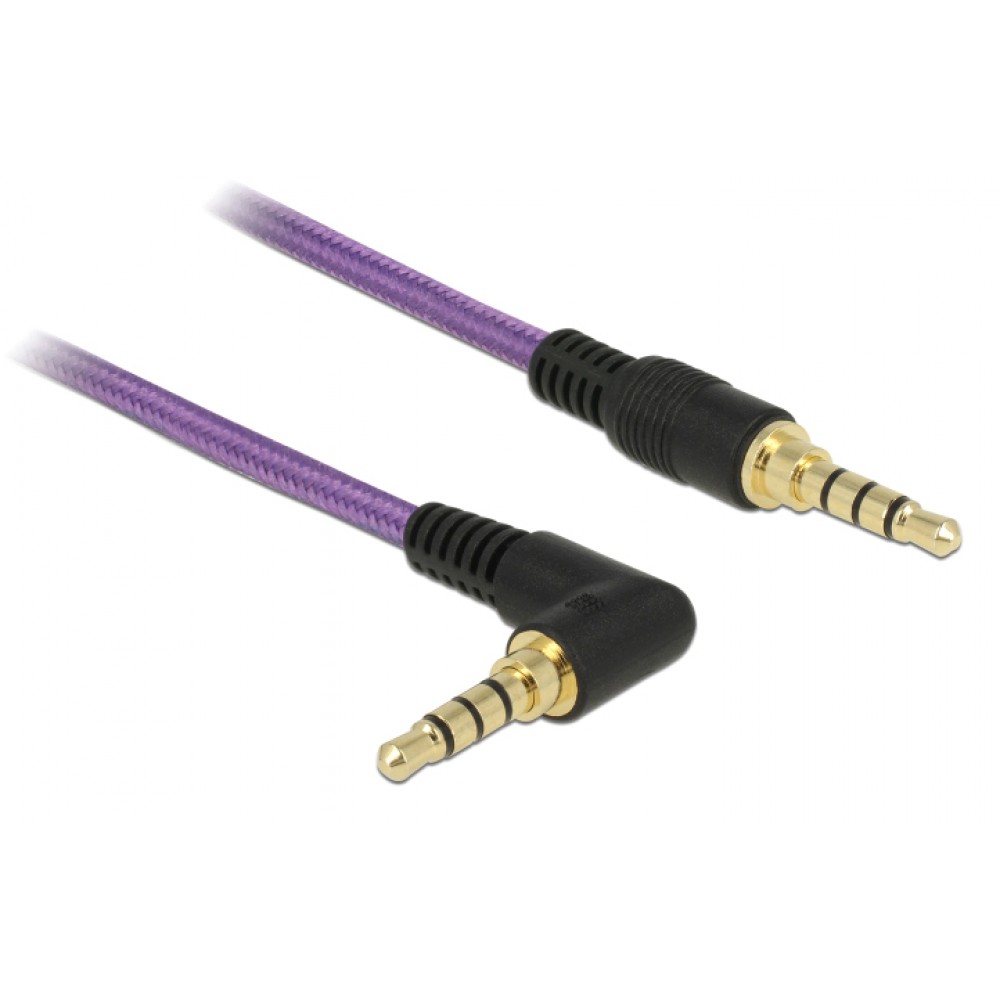 DELOCK καλώδιο Jack stereo σε Jack stereo 4pin 3.5mm, 90°, μωβ, 1m