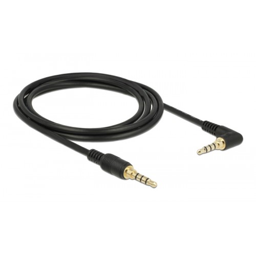 DELOCK καλώδιο 3.5mm 85613, γωνιακό, 24AWG, gold plated, 2m, μαύρο