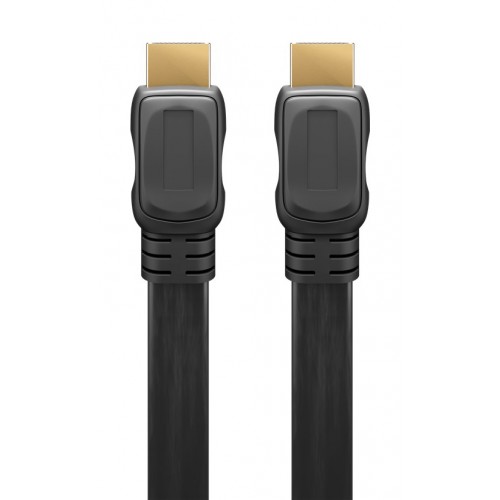 GOOBAY καλώδιο HDMI 2.0 61277, Ethernet flat, 4K/60Hz 18 Gbps, 1m, μαύρο