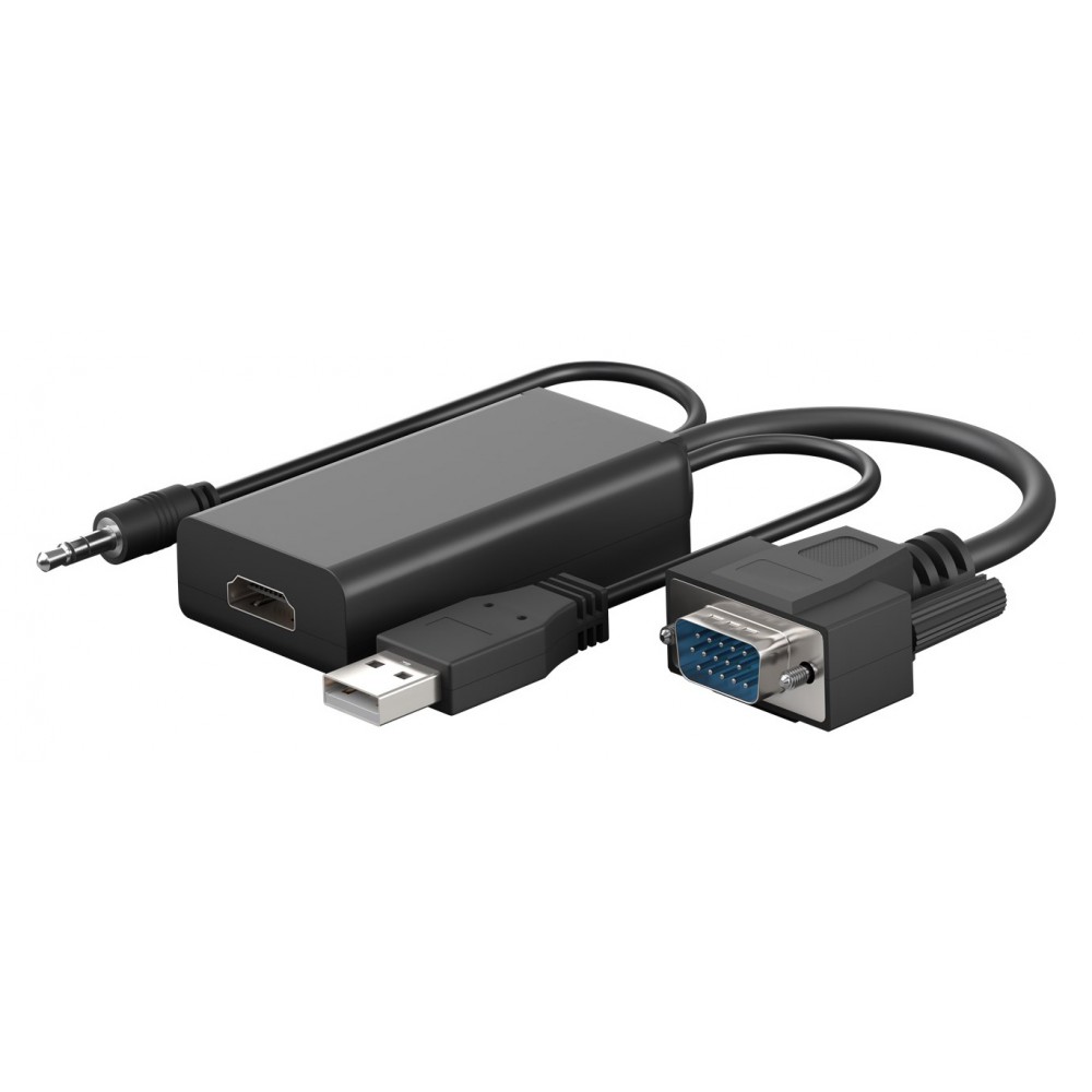 GOOBAY αντάπτορας VGA σε HDMI 61259, 3.5mm Jack, 1080p/60Hz, μαύρος