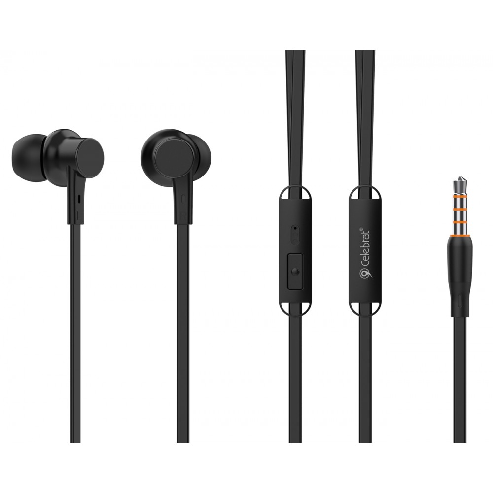 CELEBRAT earphones με μικρόφωνο G19, 3.5mm σύνδεση, Φ10mm, 1.2m, μαύρα