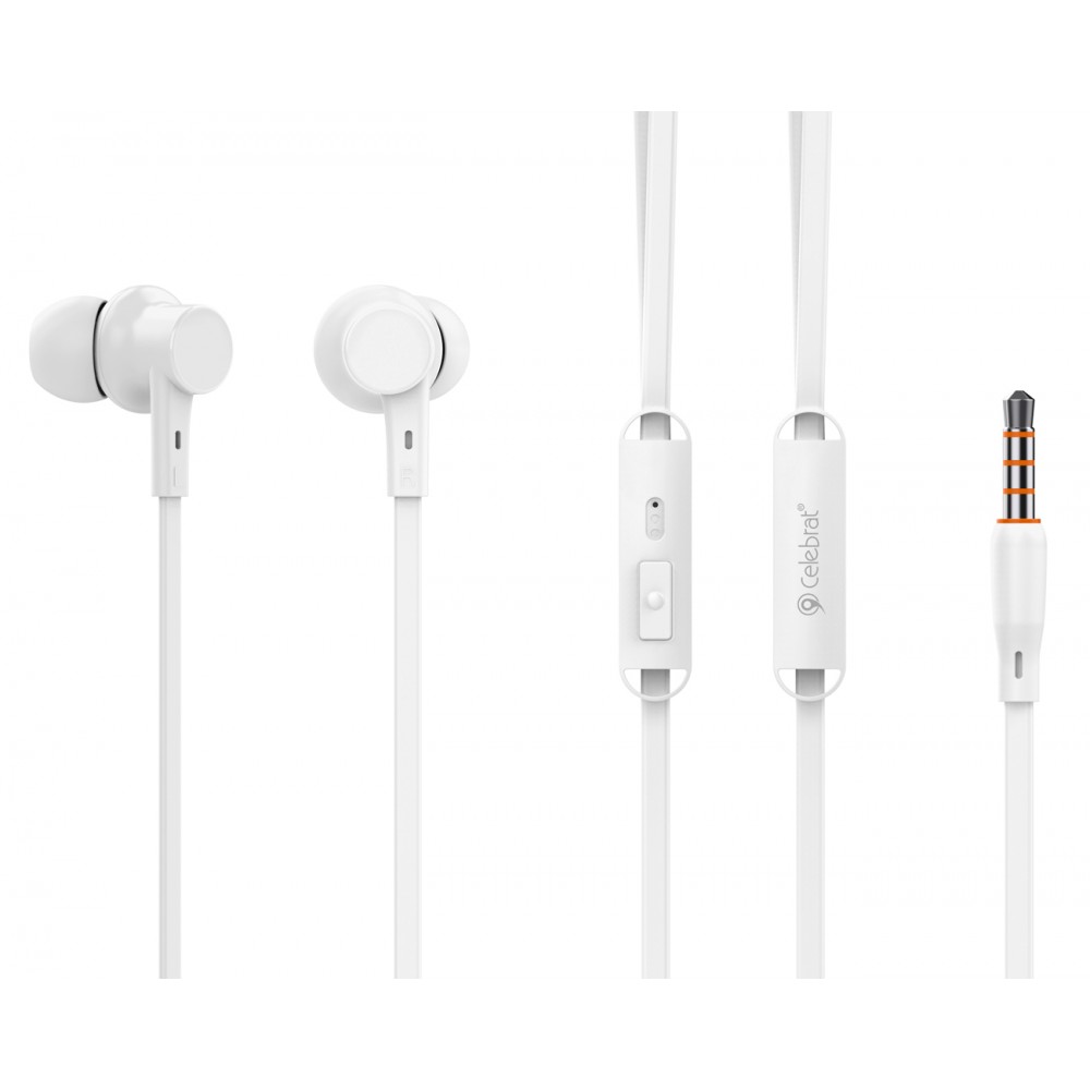 CELEBRAT earphones με μικρόφωνο G19, 3.5mm, 1.2m, λευκά