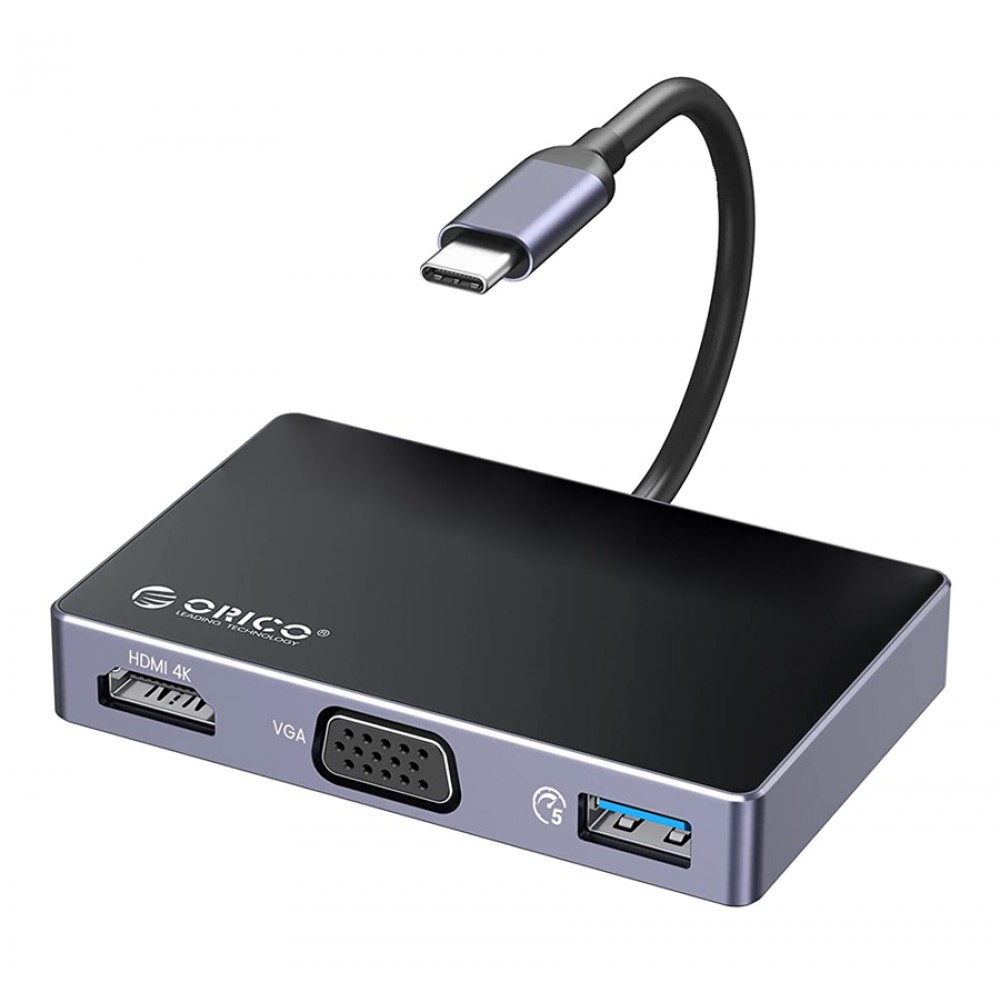 ORICO docking station DM-5P, 5 θυρών, USB-C σύνδεση, 100W PD, 4K, μαύρο