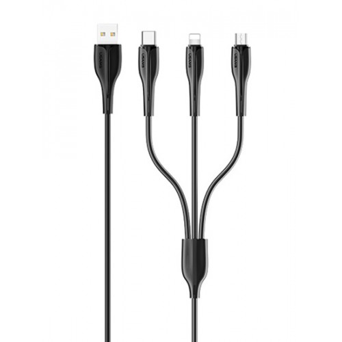 USAMS καλώδιο USB σε USB-C/Lightning/Micro USB US-SJ374, 10W, 1m, μαύρο