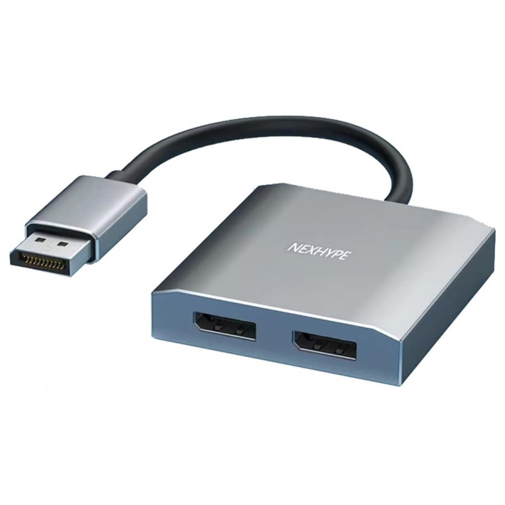 POWERTECH DisplayPort splitter CAB-DP068, 2 σε 1, 4K/60Hz, γκρι