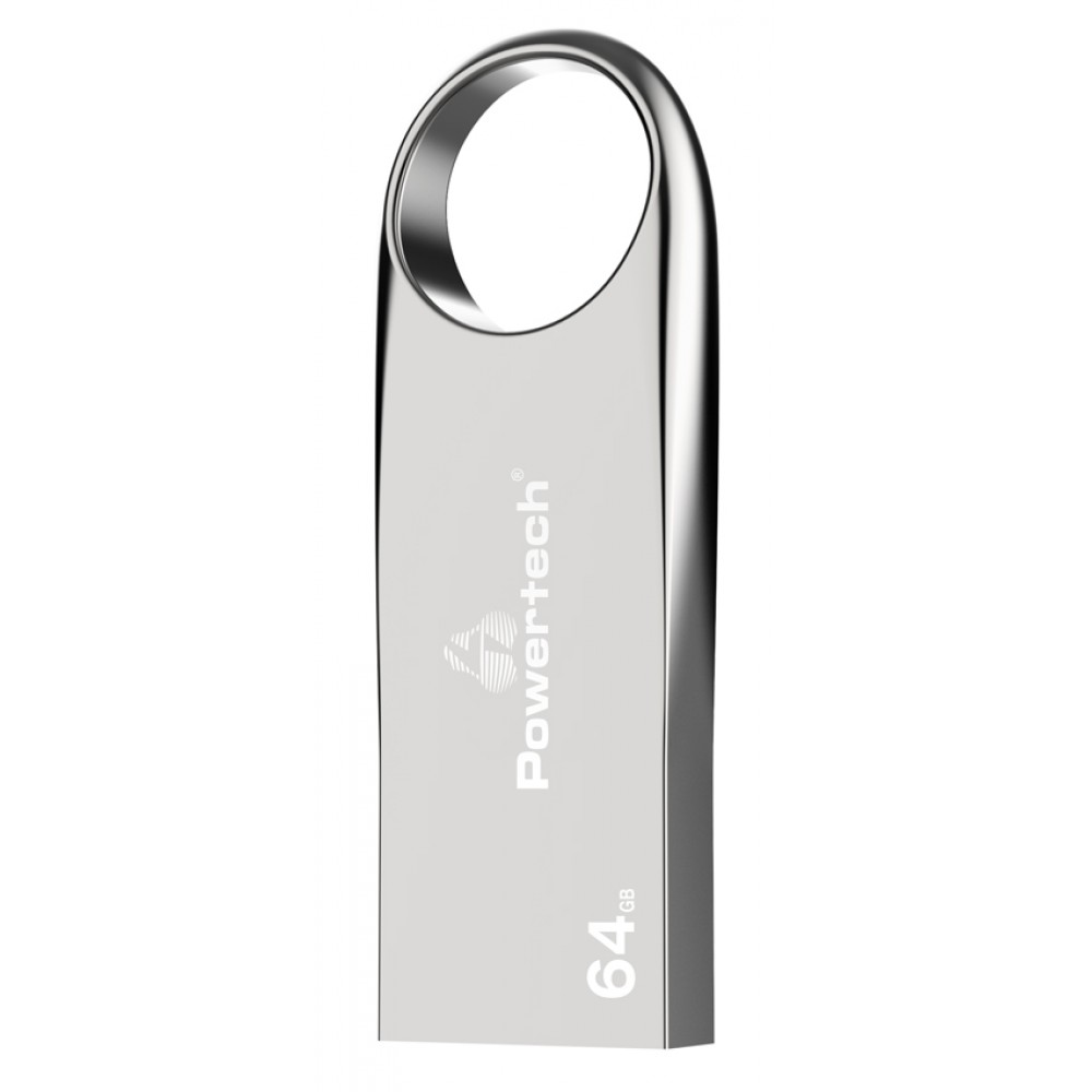 POWERTECH USB Flash Drive PT-1122, 64GB, USB 2.0, ασημί