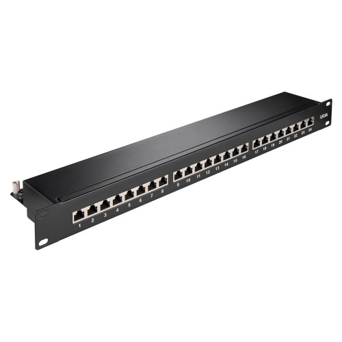 GOOBAY patch panel 90854, 19/1U, 24x ports, CAT 6a STP, μαύρo