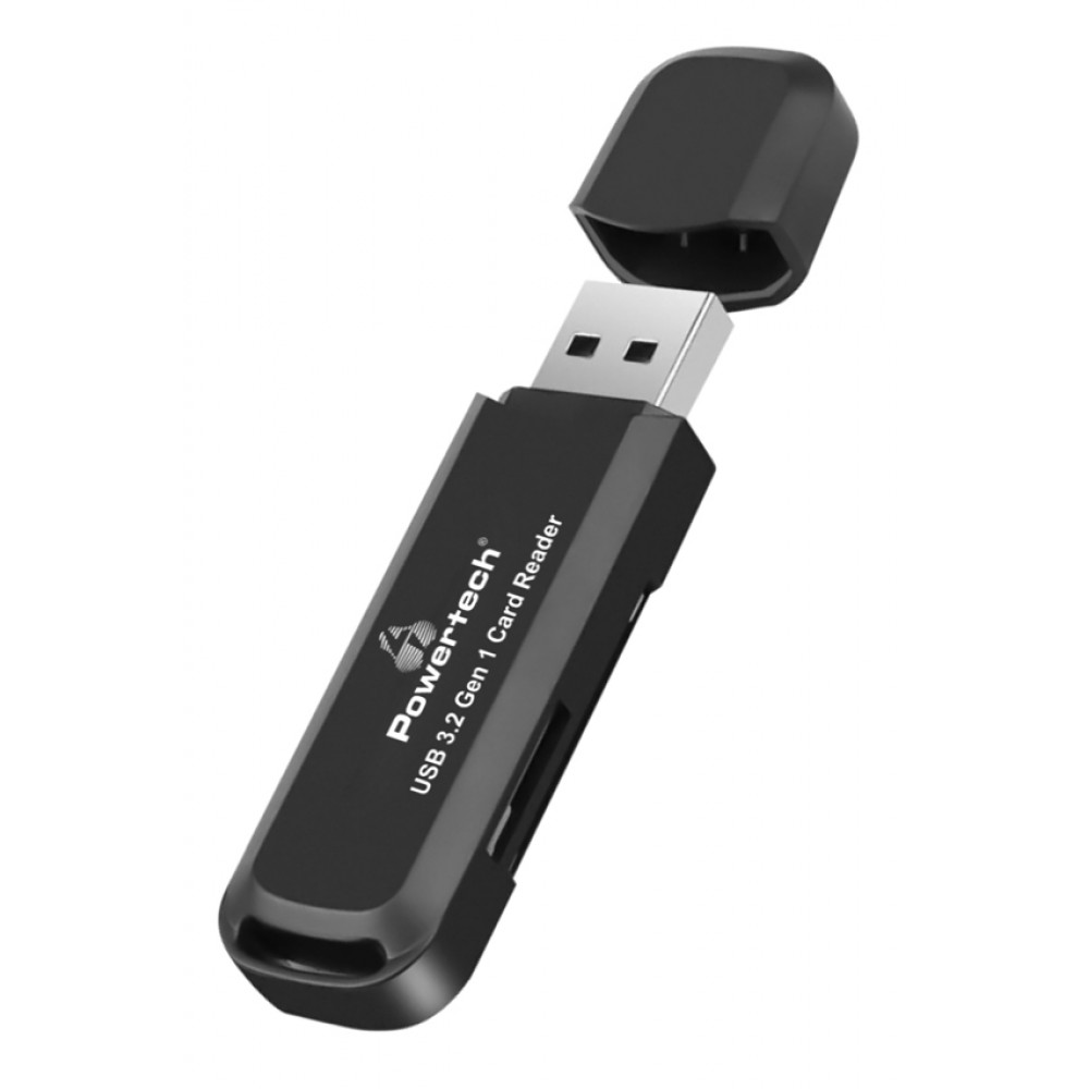 POWERTECH card reader PT-1112 για SD & micro SD, USB 3.2, 5Gbps, μαύρο