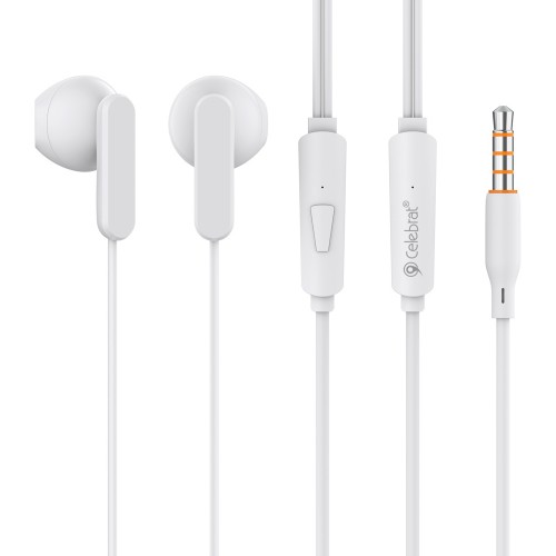 CELEBRAT earphones με μικρόφωνο G23, 3.5mm, 1.2m, λευκά