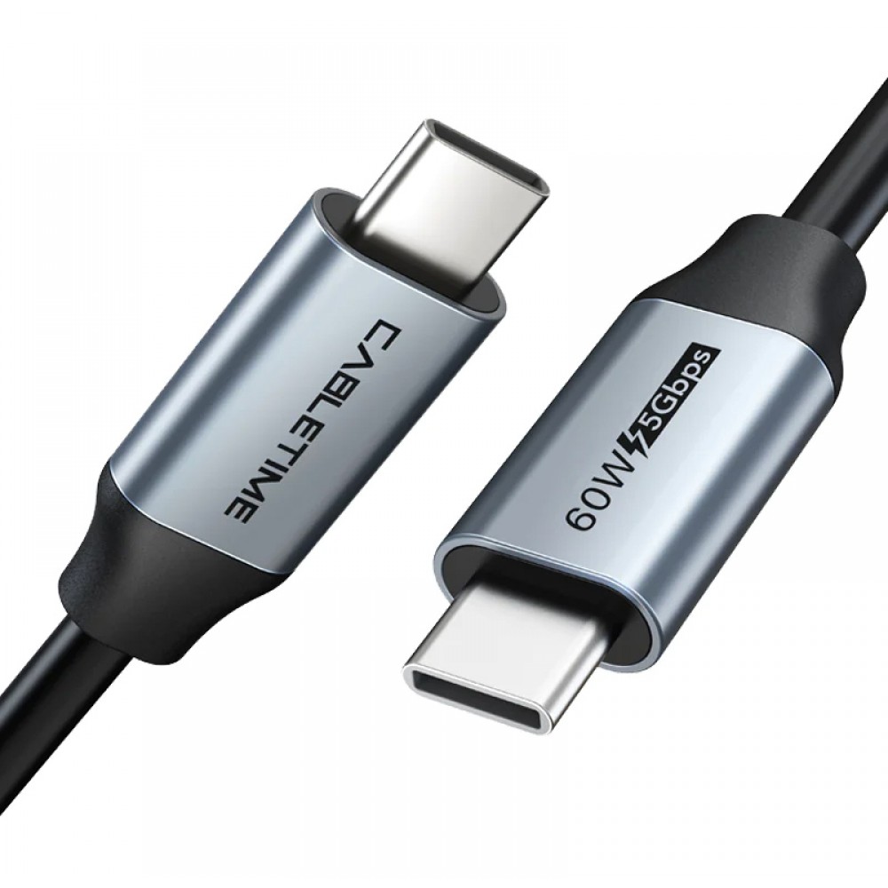 CABLETIME καλώδιο USB-C CMCM60, 60W PD, 5Gbps, 4K, 1m, μαύρο