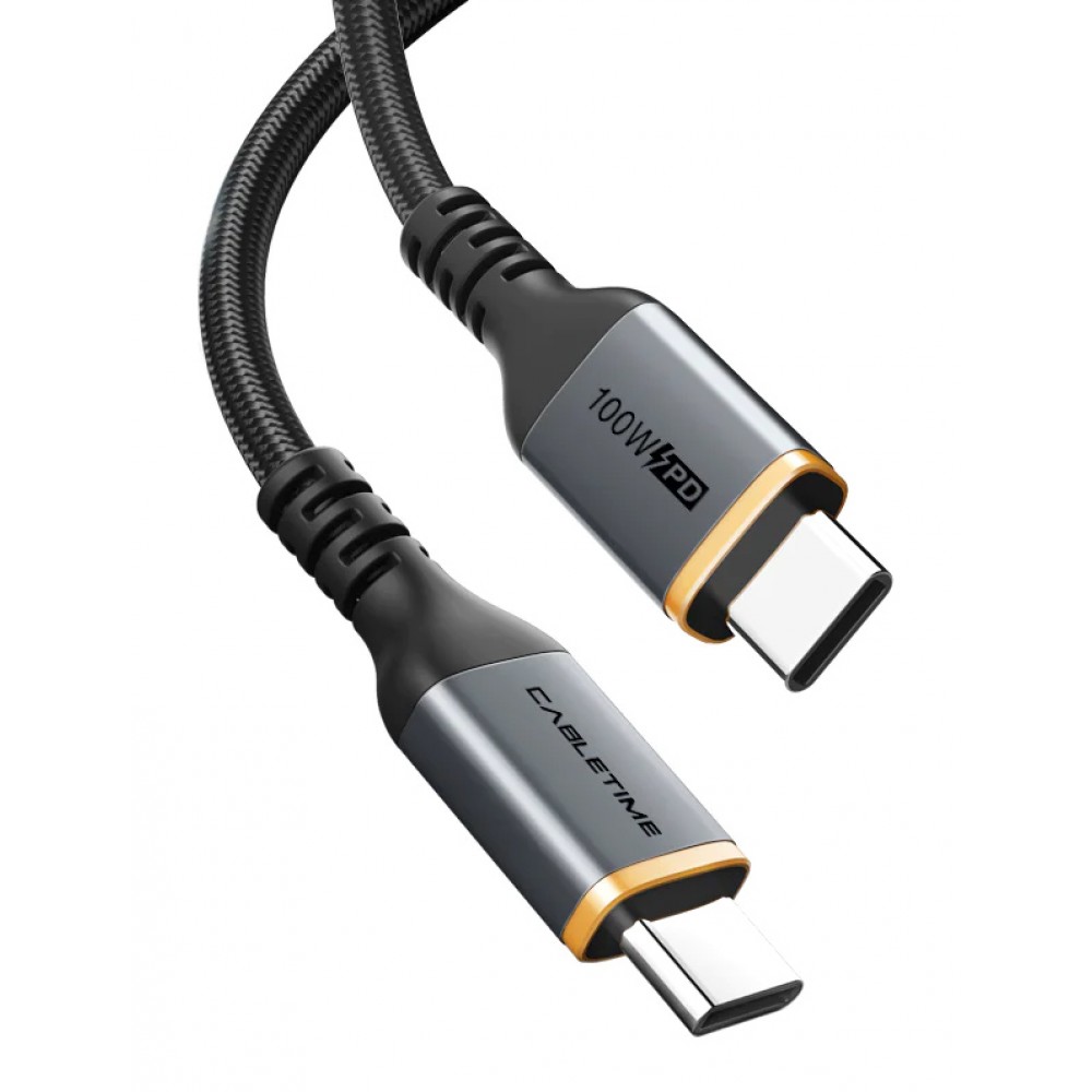 CABLETIME καλώδιο USB-C CT-CM100, 100W PD, 1m, μαύρο