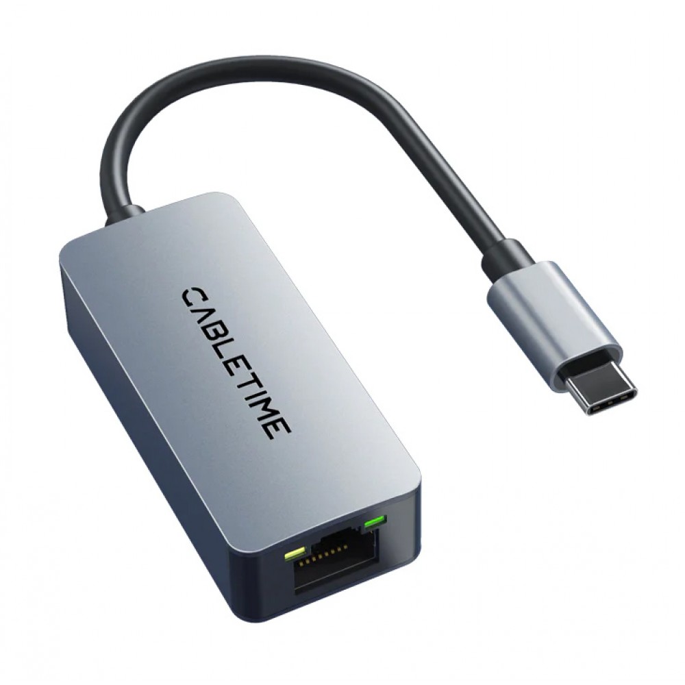 CABLETIME αντάπτορας δικτύου CT-CML2500, USB-C, 2.5Gbps Ethernet, γκρι