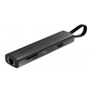 CABLETIME docking station CT-HUBP7-AG, 7 θυρών, USB-C, 100W, 4K, μαύρο