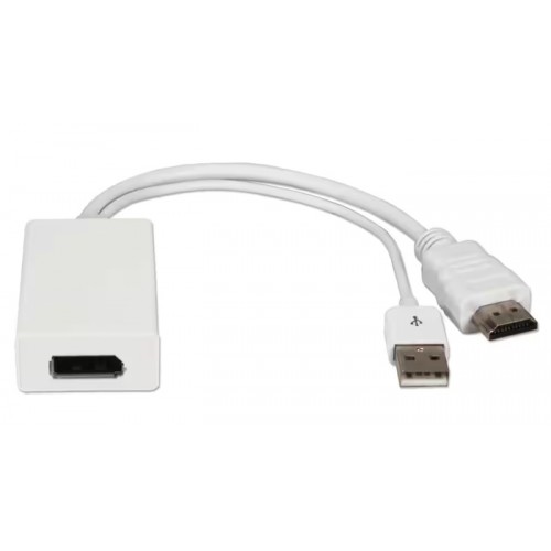 POWERTECH αντάπτορας HDMI σε DisplayPort CAB-H162, USB, 4K, λευκός