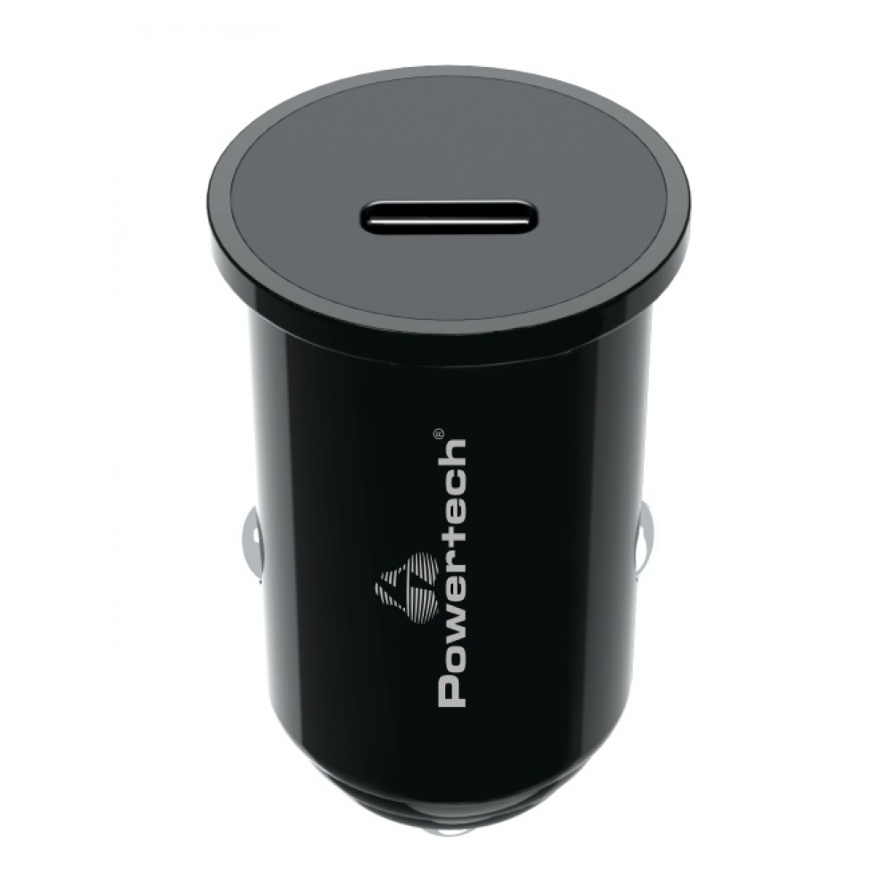 POWERTECH φορτιστής αυτοκινήτου PT-1146, USB-C, 20W PD, μαύρος