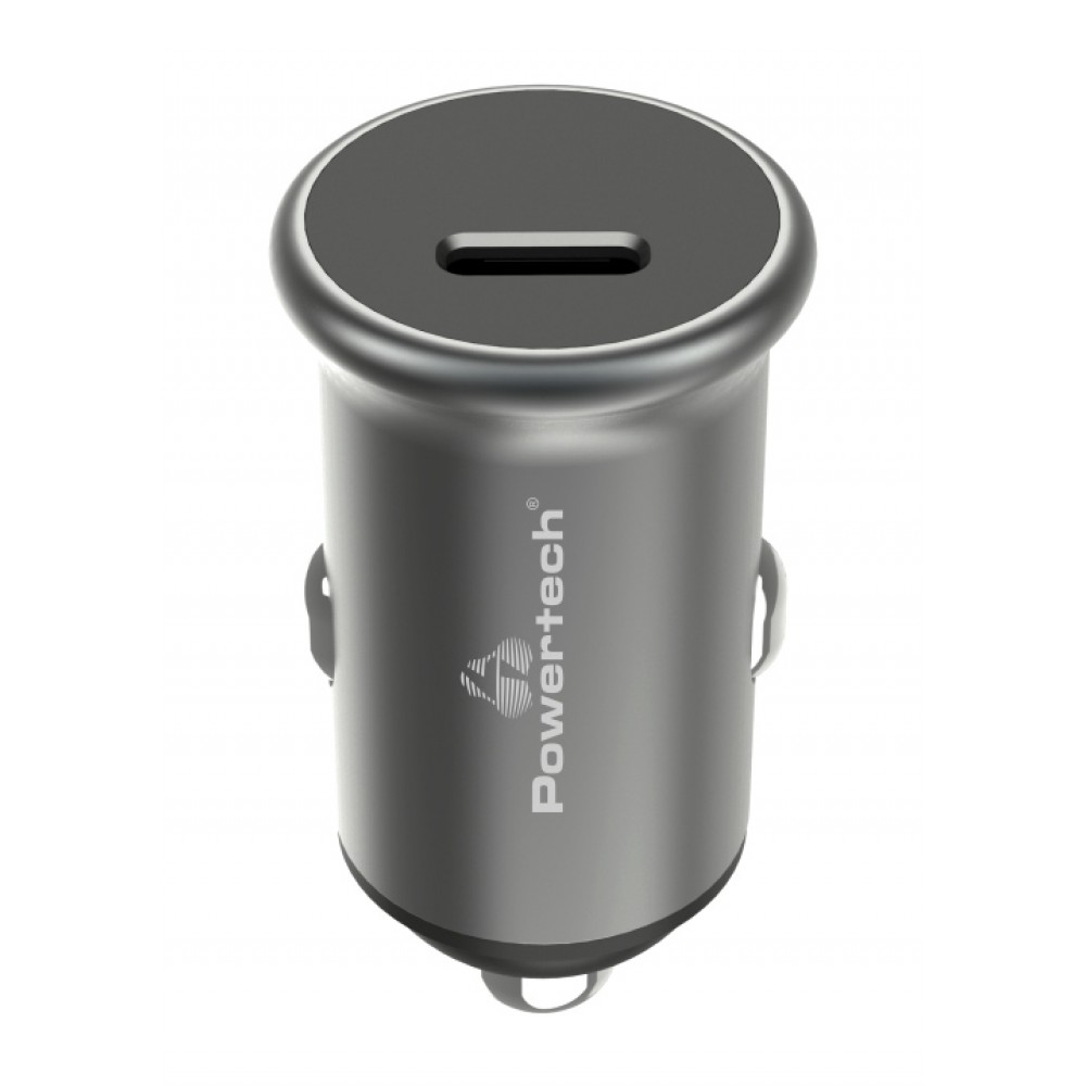 POWERTECH φορτιστής αυτοκινήτου PT-1147, USB-C, 30W PD, γκρι