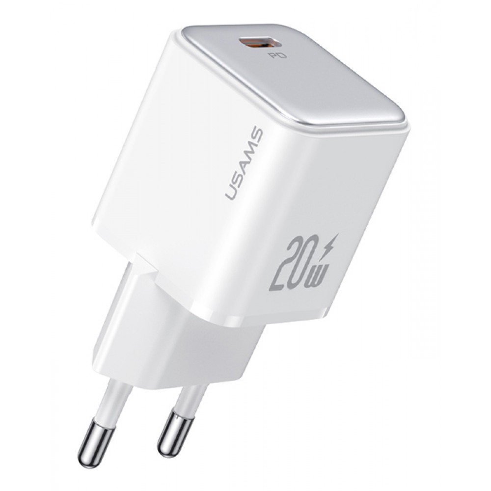 USAMS φορτιστής τοίχου US-CC183, USB-C θύρα εξόδου, 20W PD, λευκός