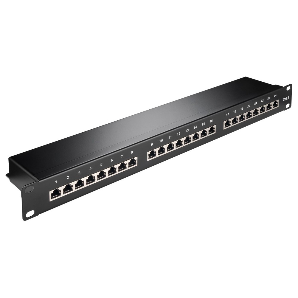 GOOBAY patch panel 93048 19/1U, 24x ports, CAT 6 STP, μαύρo