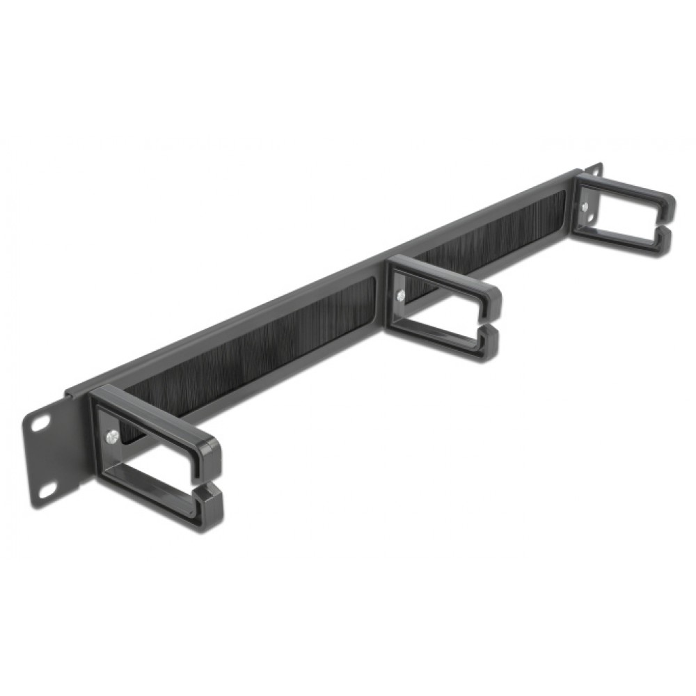 DELOCK cable management 66488, 19/1U rack, 3x γάντζοι & βούρτσα, μαύρο