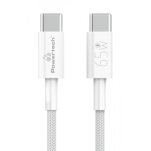 POWERTECH καλώδιο USB-C PTR-0181, 65W, 480Mbps, 1m, λευκό